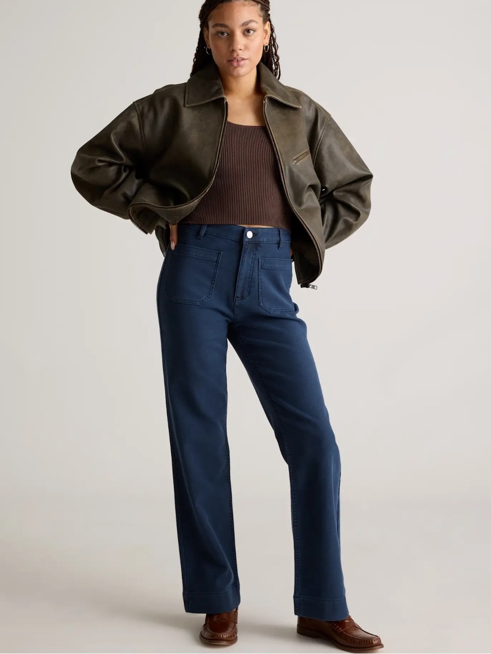 Quince Navy French Terry Wide-Leg Pants - Picture 11 of 11
